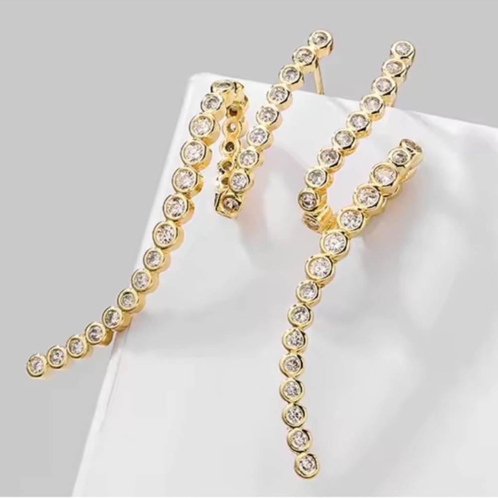 Avangarde Gold Crystal Linear Drop Earrings